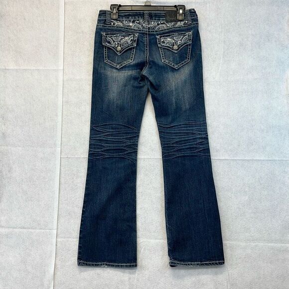 SOUNDGIRL Jeans Women's Size 9 Blue Denim Sequin Embroidered Bootcut Medium Wash - Picture 11 of 14
